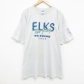 XL★古着 フルーツオブザルーム 半袖 ビンテージ Tシャツ メンズ 90年代 90s ELKS 大きいサイズ クルーネック 薄グレー 25sep25 中古