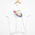 XL★古着 フルーツオブザルーム 半袖 ビンテージ Tシャツ メンズ 90年代 90s サーフテニス コットン クルーネック USA製 白 ホワイト 25sep26 中古