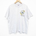 XL★古着 ヘインズ Hanes 半袖 ビンテージ Tシャツ メンズ 00年代 00s マリンパトロール クルーネック 薄グレー 霜降り 25sep26 中古