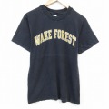 M★古着 半袖 ビンテージ Tシャツ メンズ 00年代 00s WAKE コットン クルーネック USA製 黒 ブラック 25sep29 中古