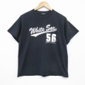 M★古着 半袖 ビンテージ Tシャツ メンズ 00年代 00s MLB シカゴホワイトソックス マークバリー 56 クルーネック 黒 ブラック メジャーリーグ ベースボール 野球 25oct01 中古