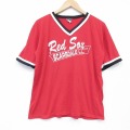 L★古着 半袖 ビンテージ Tシャツ メンズ 80年代 80s レッドソックス Vネック USA製 赤 26mar11