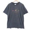 XL★古着 半袖 ビンテージ Tシャツ メンズ 00年代 00s ルアー 刺繍 コットン クルーネック 黒 26mar11