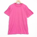 L★古着 半袖 ビンテージ Tシャツ メンズ 80年代 80s 無地 コットン クルーネック 濃ピンク 26mar11