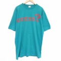 XL★古着 ゲス GUESS 半袖 ビンテージ ブランド Tシャツ メンズ 大きいサイズ ロング丈 コットン クルーネック USA製 緑 26mar19
