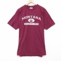 L★古着 半袖 ビンテージ Tシャツ メンズ 00年代 00s モンタナ コットン クルーネック エンジ 26mar23