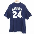 XL★古着 マジェスティック 半袖 ビンテージ Tシャツ メンズ 00年代 00s MLB ニューヨークヤンキース ティノマルチネス 24 大きいサイズ コットン クルーネック 紺 メジャーリーグ ベースボール 野球 26mar23