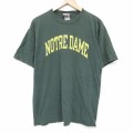 L★古着 チャンピオン champion 半袖 ビンテージ Tシャツ メンズ 00年代 00s ノートルダム クルーネック 濃緑 26mar24