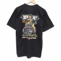 L★古着 半袖 Tシャツ メンズ バイク コットン クルーネック USA製 黒 26mar24