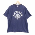 XL★古着 ジャージーズ 半袖 ビンテージ Tシャツ メンズ 90年代 90s キャプテン 大きいサイズ コットン クルーネック USA製 紺 26mar30