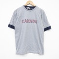 M★古着 半袖 ビンテージ Tシャツ メンズ 90年代 90s カナダ 刺繍 クルーネック カナダ製 グレー他 霜降り 26mar30