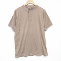 L★古着 半袖 ビンテージ Tシャツ メンズ 80年代 80s 無地 ヘンリーネック 濃ベージュ 26mar30