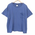 XL★古着 ルート66 半袖 ビンテージ Tシャツ メンズ 00年代 00s 無地 胸ポケット付き 大きいサイズ コットン クルーネック 薄紺 26mar31