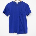 M★古着 半袖 ビンテージ Tシャツ メンズ 80年代 80s 無地 胸ポケット付き クルーネック 青 26apr01