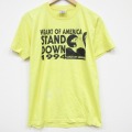 M★古着 ヘインズ 半袖 ビンテージ Tシャツ メンズ 90年代 90s 鳥 クルーネック 薄黄 26apr01