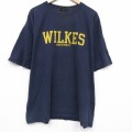 XL★古着 MVスポーツ 半袖 ビンテージ Tシャツ メンズ 00年代 00s WILKES カレッジ 大きいサイズ コットン クルーネック 薄紺 26apr01