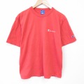 L★古着 チャンピオン champion 半袖 ビンテージ Tシャツ メンズ 90年代 90s ワンポイントロゴ コットン クルーネック USA製 赤 26apr01