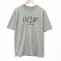 L★古着 半袖 ビンテージ Tシャツ メンズ 00年代 00s コロラド 刺繍 コットン クルーネック 薄緑 26apr01
