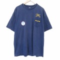XL★古着 ディッキーズ 半袖 ビンテージ Tシャツ メンズ 90年代 90s KCFD 胸ポケット付き 大きいサイズ コットン クルーネック USA製 紺 26apr01
