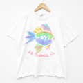 XL★古着 半袖 ビンテージ Tシャツ メンズ 90年代 90s 魚 コットン クルーネック USA製 白 26apr02