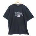 XL★古着 All Sport 半袖 ビンテージ Tシャツ メンズ 00年代 00s 星条旗 コットン クルーネック USA製 黒 26apr02