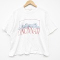 L★古着 半袖 ビンテージ Tシャツ メンズ 80年代 80s シンシナティ クルーネック 白 26apr02