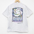 L★古着 Crazy Shirts 半袖 ビンテージ Tシャツ メンズ 90年代 90s ハリケーンイニキ コットン クルーネック USA製 薄グレー 霜降り【spe】 26apr02