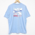 XL★古着 フルーツオブザルーム 半袖 ビンテージ Tシャツ メンズ 90年代 90s デルタ航空 コットン クルーネック USA製 水色 26apr02