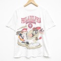 L★古着 半袖 ビンテージ Tシャツ メンズ 90年代 90s MLB ルーニーテューンズ フィラデルフィアフィリーズ クルーネック 白 メジャーリーグ ベースボール 野球 26apr02