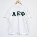 L★古着 ラッセル 半袖 ビンテージ Tシャツ メンズ 80年代 80s  ギリシャ文字 コットン クルーネック USA製 白【spe】 26apr03