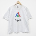 XL★古着 半袖 ビンテージ Tシャツ メンズ 90年代 90s Aspen コットン クルーネック USA製 薄グレー 霜降り 26apr04