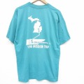 XL★古着 フルーツオブザルーム 半袖 ビンテージ Tシャツ メンズ 90年代 90s ミッション 大きいサイズ クルーネック 青緑 26apr03