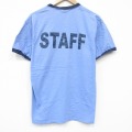 L★古着 半袖 ビンテージ Tシャツ メンズ 00年代 00s スタッフ コットン クルーネック 薄水色他 リンガー 26apr03