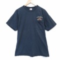 L★古着 半袖 ビンテージ Tシャツ メンズ 00年代 00s クマ 胸ポケット付き コットン クルーネック 黒 26apr03