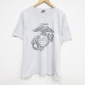 XL★古着 半袖 ビンテージ Tシャツ メンズ 90年代 90s ミリタリー コットン クルーネック USA製 薄グレー 霜降り 26apr04