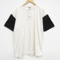 XL★古着 半袖 ビンテージ Tシャツ メンズ 90年代 90s 無地 大きいサイズ ツートンカラー コットン ヘンリーネック USA製 生成り【spe】 26apr04