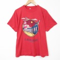L★古着 半袖 ビンテージ Tシャツ メンズ 80年代 80s 灯台 クルーネック USA製 赤 26apr06