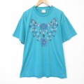 XL★古着 オニータ ONEITA 半袖 ビンテージ Tシャツ メンズ 90年代 90s ドリームキャッチャー クルーネック 青緑 26apr06