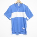 S★古着 ラッセル 半袖 ビンテージ Tシャツ メンズ 80年代 80s 無地 ヘンリーネック USA製 水色他【spe】 26apr23