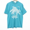 XL★古着 半袖 ビンテージ Tシャツ メンズ 90年代 90s ヤシの木 クルーネック 薄緑 26apr25