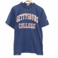 M★古着 半袖 ビンテージ Tシャツ メンズ 90年代 90s カレッジ コットン クルーネック USA製 薄紺 26apr25
