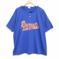XL★古着 半袖 ビンテージ Tシャツ メンズ 80年代 80s Rivermuts 大きいサイズ ヘンリーネック USA製 青 26apr25