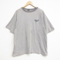 XL★古着 ビラボン 半袖 ビンテージ Tシャツ メンズ 90年代 90s ワンポイントロゴ 大きいサイズ コットン クルーネック USA製 グレー他 ボーダー 26apr25
