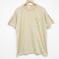 L★古着 ジャージーズ 半袖 ビンテージ Tシャツ メンズ 80年代 80s 無地 胸ポケット付きコットン クルーネック USA製 ベージュ 26apr25