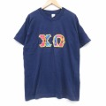 フルーツオブザルーム 90s 半袖Tシャツ ギリシャ文字 ネイビー XL | 古着