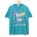 90s 半袖Tシャツ マルディグラ ライトブルー XL | 古着