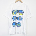 90s 半袖Tシャツ メガネ ホワイト XL | 古着