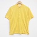 80s 半袖Tシャツ ヘンリーネック イエロー M | 古着