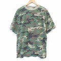 90s 半袖Tシャツ 胸ポケット付き ウッドランドカモ カーキ L | 古着