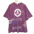 00s 半袖Tシャツ スカルマルチプリント バーガンディ メンズXL相当 | 古着